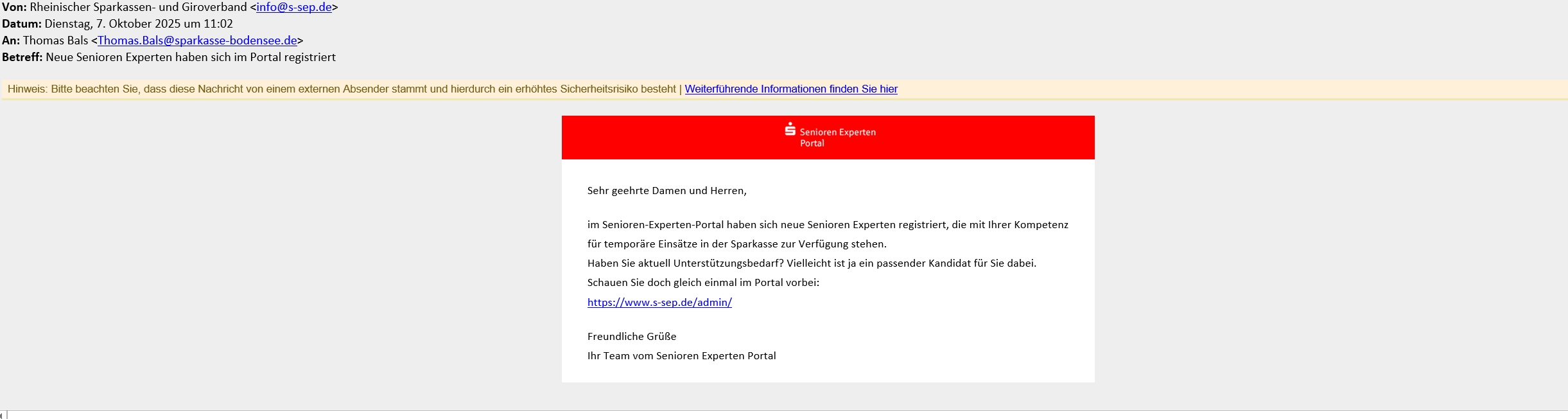 Kontakt: test-reg-php83 Nachname, eine-Abteilung